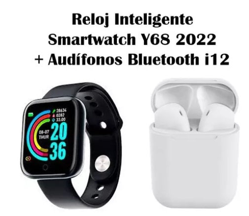 COMBO SMARTWATCH Y68 + AUDIFONOS I12